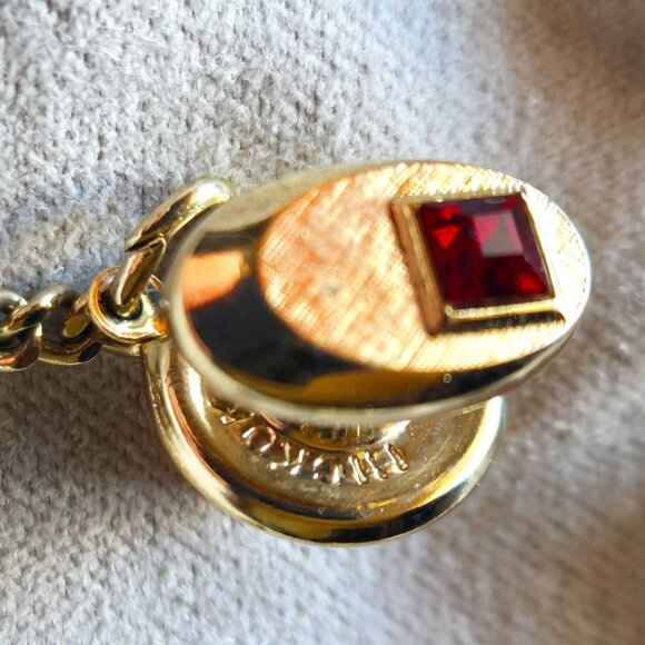 Vintage Hickok USA Gold Tone Tie Tack with Ruby Red Stone - Picture 2 of 6
